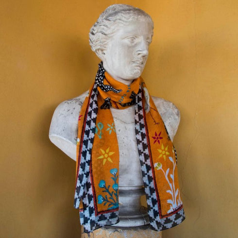 Ocelot cashmere scarf orange